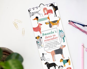 Perpetual birthday, Dog Themed, dogs, pets, Anniversaries, Special Occasions Personalised Year After Year Wall Calendar Gift, UK