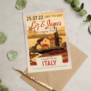 Campagna italiana Cartolina d'epoca Destinazione Matrimonio Biglietti e buste Save the Date