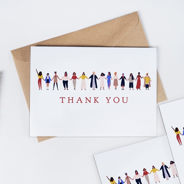 Pack of 10 Sisterhood, Friendship, Strong Women Thank you / Note cards with Envelopes