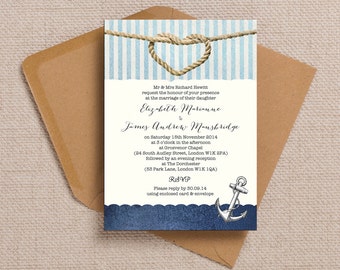 Nautical Wedding Invitation Etsy