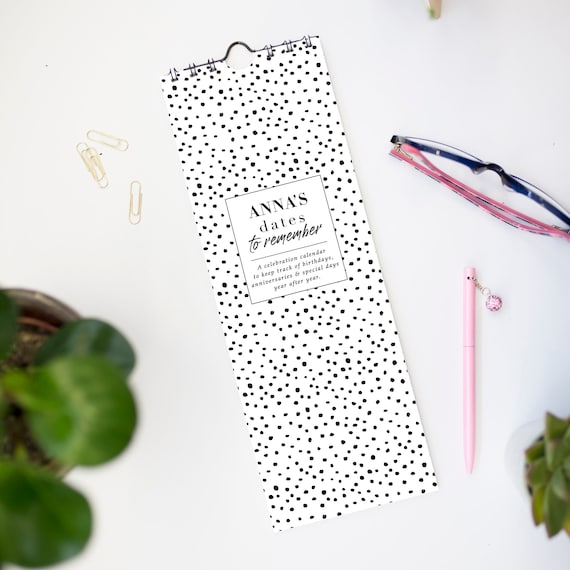 Perpetual Calendar, Birthdays, Anniversaries, Special Occasions 'black and  White Dots' Personalised Calendar - Etsy
