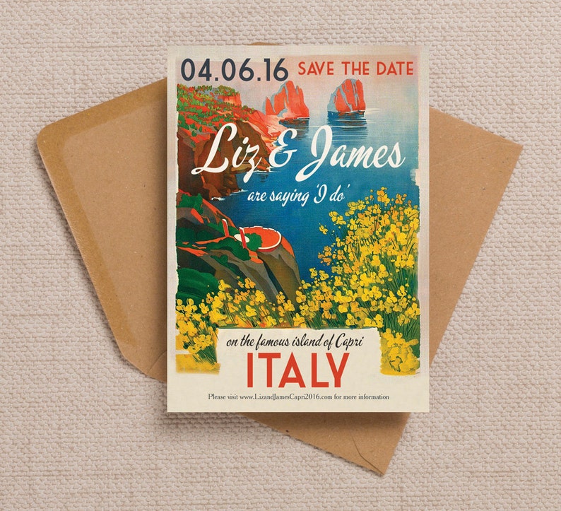 Portuguese Countryside Postcard Wedding Save the Date Cards and Envelopes