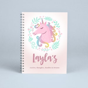 Cuaderno de unicornio personalizado bloc de notas libro pad, A5 niñas niños niños, regalo de cumpleaños rosa Reino Unido