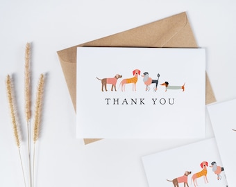 Dog Themed Flat or Folded Thank you / Note cards with Envelopes Pack of 10 Notecards