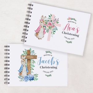 Personalised-Peter Rabbit- Flopsy Bunny-Beatrix Christening Guest Book-Advice Book-Memory Book-Baptism-Naming Day-Baby Shower-Keepsake Gift-