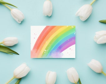 Pack of 10 Rainbows Flat/postcard Plain Note cards with Envelopes - key workers, pandemic, thank you, carers