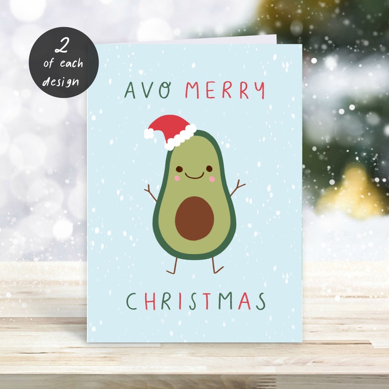 Vegan Themed Mixed Pack of 10 Christmas Cards and Envelopes, 5 Different Designs. image 2