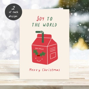 Vegan Themed Mixed Pack of 10 Christmas Cards and Envelopes, 5 Different Designs. image 5