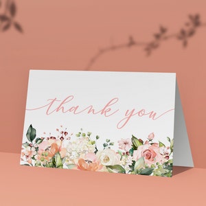Cartes de correspondance pliées florales rose poudré avec enveloppes