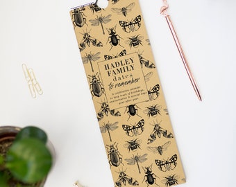 Perpetual Eco Calendar, Birthdays, Anniversaries, Special Occasions &#39;Illustrated Insects&#39; Bugs Butterflies Personalised Calendar