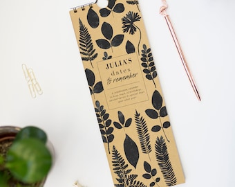 Perpetual Eco Calendar, Birthdays, Anniversaries, Special Occasions &#39;New Leaf&#39; Personalised Calendar