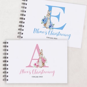 Personalised-Peter Rabbit-Flopsy Bunny-Initial Christening Guest Book-Advice Book-Memory Book-Baptism-Naming Day-Baby Shower-Keepsake Gift-