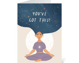 You've Got This Illustrated Greetings Card, New Chapter, Well Done, Moon and Stars, Meditation