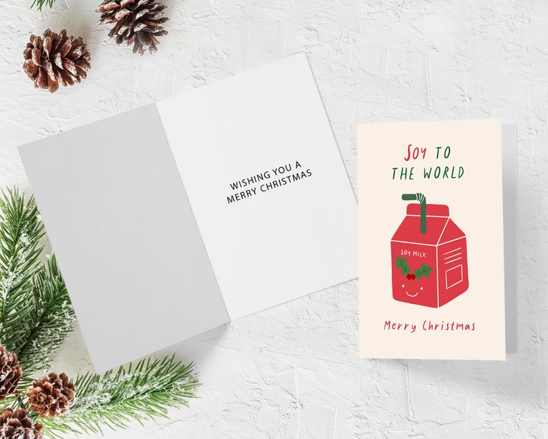 Vegan Themed Mixed Pack of 10 Christmas Cards and Envelopes, 5 Different Designs. image 9