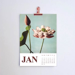 2026 Wall Calendar, Botanical Gift, Wall Calendar 2026, Gift for Her, Rose Gold Clip, Floral Calendar, Botanical Set Calendar, Copper Decor