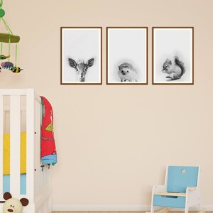 Set of 3, Woodland Nursery Prints, Animal Prints, Nursery Wall Art, Wildlife Art, Nursery Prints, Home Decor, Woodland Print, Nursery Decor