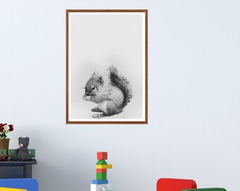 Decoración infantil, arte para la pared de la habitación infantil, ardilla, láminas de animales salvajes, láminas de animales para la habitación infantil, conjunto de arte para la habitación infantil, arte para la pared de la cocina, láminas para la habitación infantil
