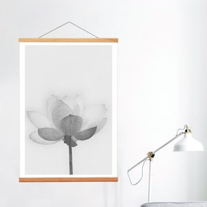 Black and White Wall Hanging, Canvas Wall Art and Wooden Magnetic Hanger, Black and White Canvas Print, Wooden Poster Hanger for Kitchen
