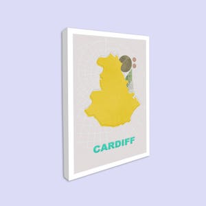 Stadtplan, Cardiff, Leinwand Wandkunst, Wand Kunstdruck, Mid Century modernen Druck, Stadt Karte Druck, Wand-Kunst, Wand-Kunst-Druck, skandinavischen Druck