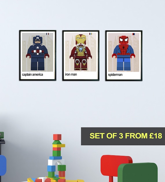 Superhero Prints Set Of 3 Prints Boys Bedroom Art Superhero Wall Art Childrens Wall Art Nursery Wall Art Boys Room Prints Kids Decor