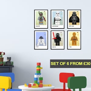 Conjunto de 6 impressões, impressão de Star Wars, decoração de quarto de meninos, arte de parede de Star Wars, arte de quarto infantil, fotos de berçário, arte infantil, arte de berçário para meninos