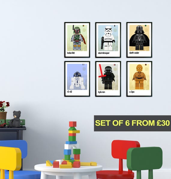 Set Of 6 Prints Star Wars Print Boys Room Decor Star Wars Wall Art Childrens Bedroom Art Nursery Pictures Kids Art Boys Nursery Art