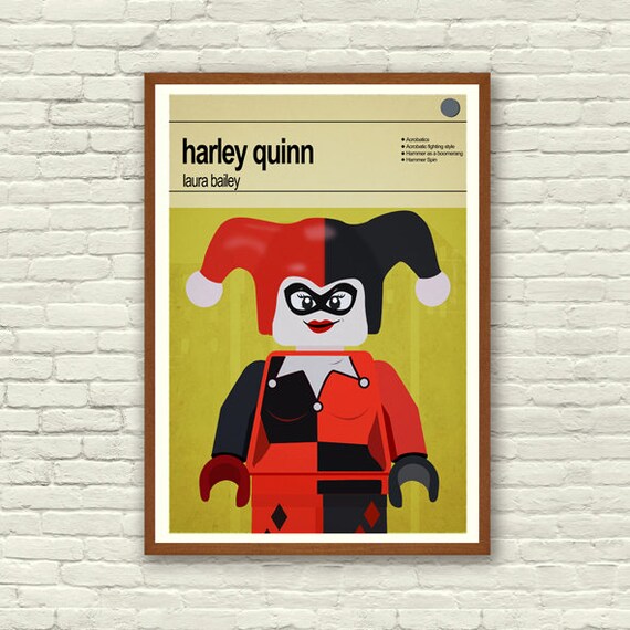 Superhero Wall Art Harley Quinn Childrens Prints Superhero Etsy