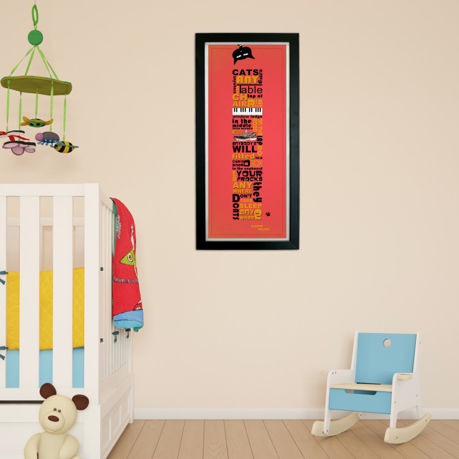 Nursery Art Print Cats Sleep Anywhere Poem Eleanor Farjeon Etsy UK