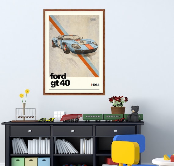 Ford GT40 Print, Gift for Dad, Car Poster, GT40 Poster, Le Mans