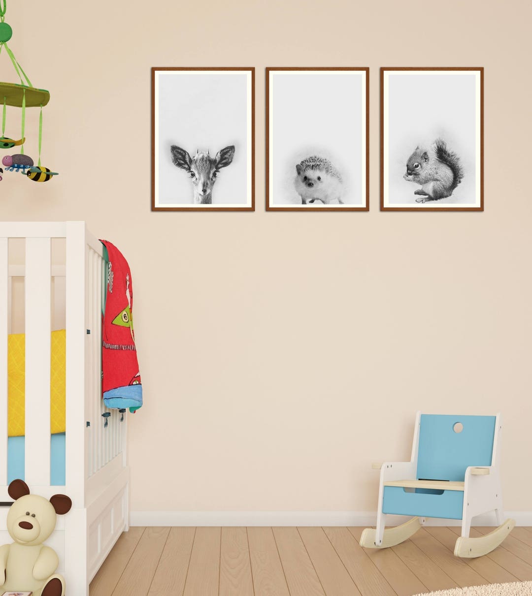 Set of 3, Woodland Nursery Prints, Animal Prints, Nursery Wall Art ...