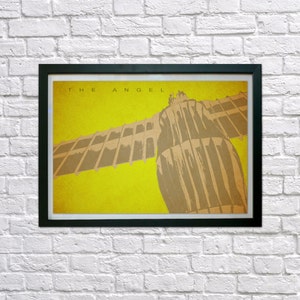Angel of the North print - Digital styled print of the Angel of the North - Newcastle, Wall Decor, Vintage Style, Wall Print, Art Print