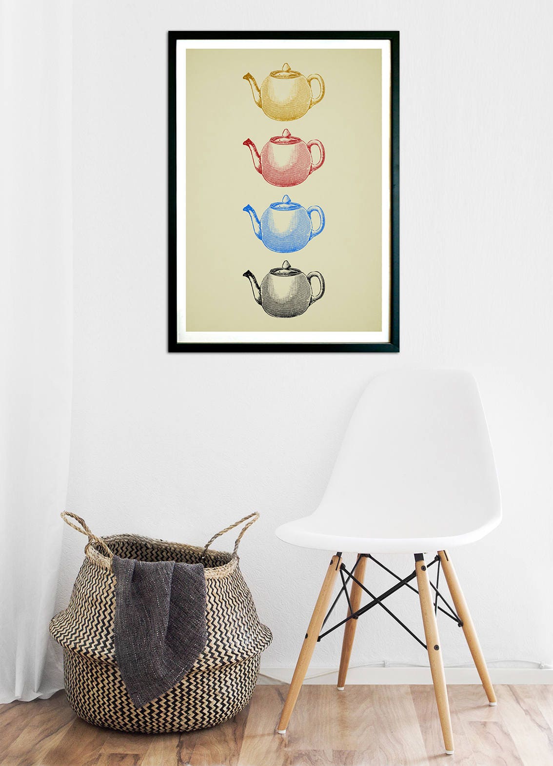 Printable Vintage Kitchen art, Scandinavian art, Minimalist art, Printable art, Kitchen Wall Art, Modernist art, Home Decor, Teapot print