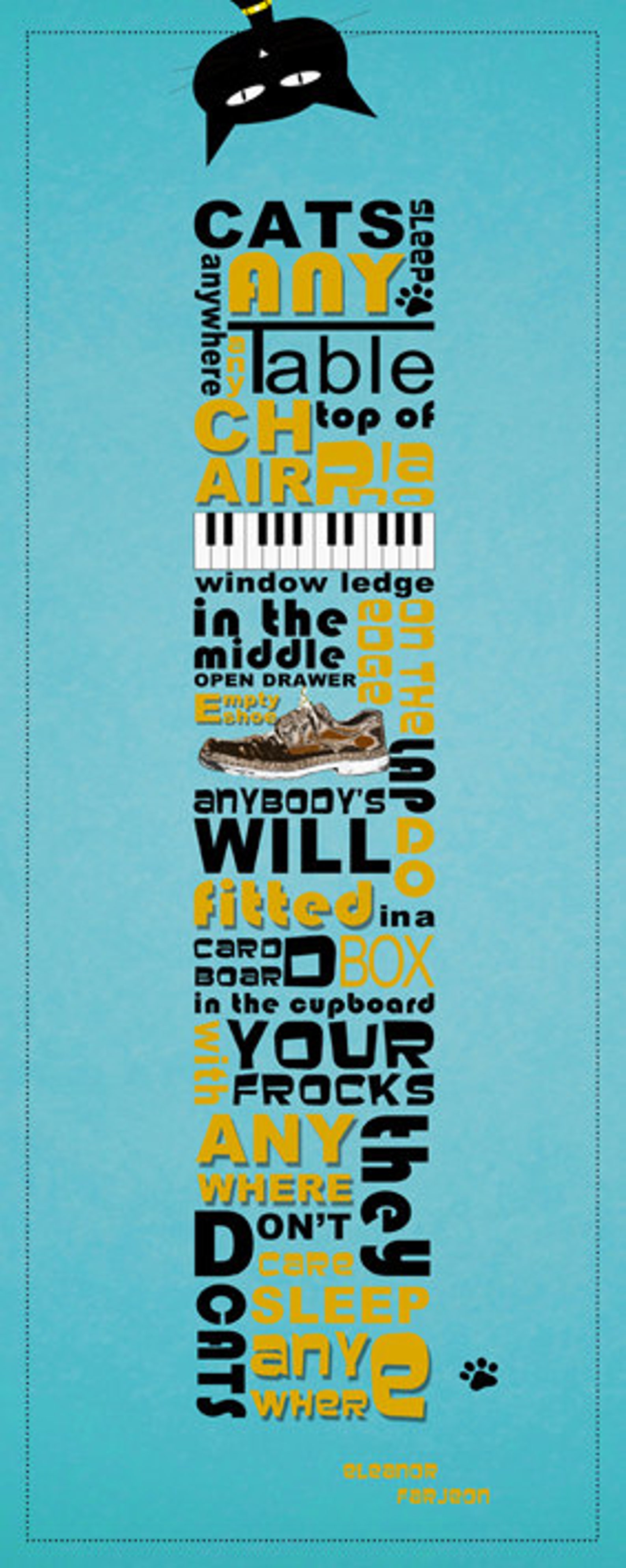 Nursery Art Print Cats Sleep Anywhere Poem Eleanor Farjeon Etsy UK