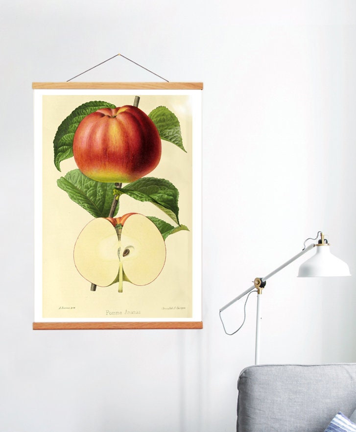 Vintage Kitchen Art Print and Wooden Hanger Canvas Wall Art Etsy