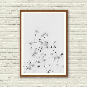 Printable Art, Floral Print, Wild Flower Print, Botanical Print, Vintage Wall Art, Black and White Print, Minimalist Print, Kitchen Wall Art