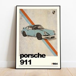 Porsche 911 wall art, Gift for Dad, Car poster, Supercar Poster,  Classic Car Print, Porsche wall art, Boys room décor, man cave poster