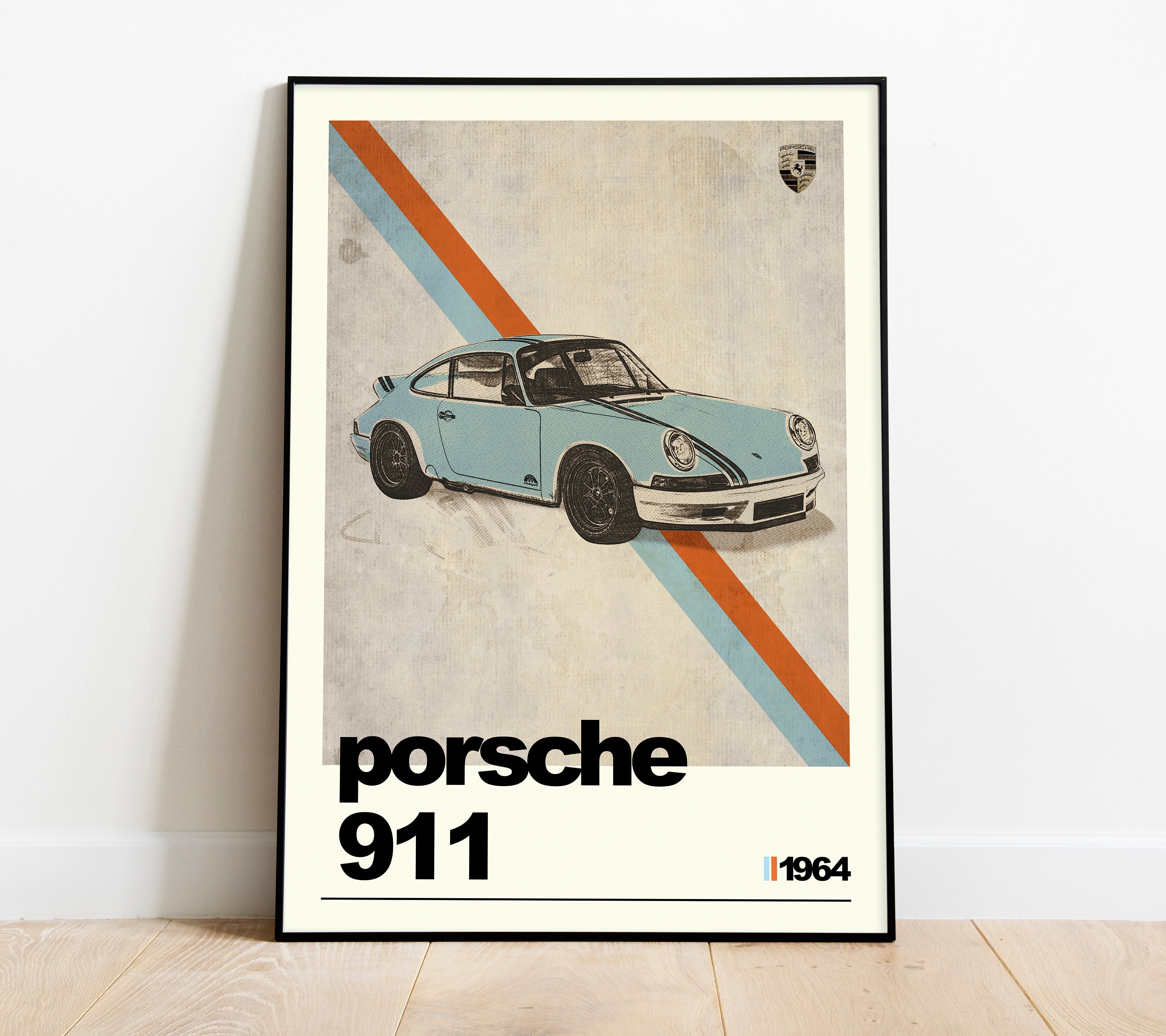 Porsche 911 Turbo Poster, Vintage Classic Car Poster, Iconic