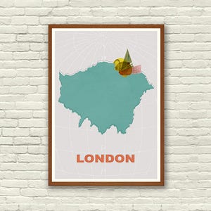 Drucken druckbare Kunst, Stadtplan London, London, Mitte Jahrhundert Modern, Stadtplan, Skandinavisch, Wandkunst, Wand Kunstdruck/Poster drucken, abstrakten Sie Print
