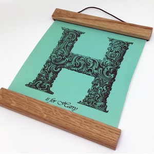 A5 Wooden Poster Hanger, 6&quot; Portrait Poster Hanger, A1 A2 A3 A4 Wooden Poster Hangers Also Available, Nursery Poster Hanging