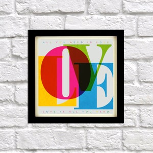 Typography print - Love typography poster, Typography Print, Wall Art, Retro Print