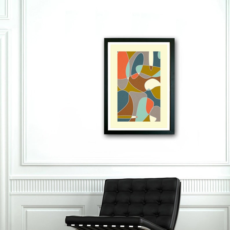 Framed Print Mid Century Modern Abstract Art Minimalist Etsy