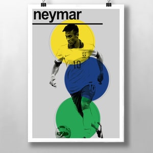 Neymar Print,  Brazil Poster, Football poster, FC Barcelona, Mid Century, Modernist Typography Print, Children Bedroom Art, Man Cave Art