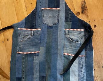 Apron made from repurposed jeans