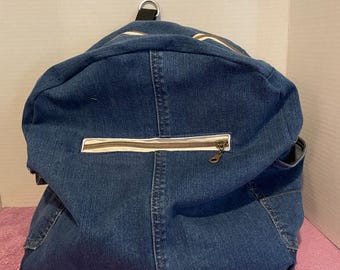 Backpack made from repurposed jeans