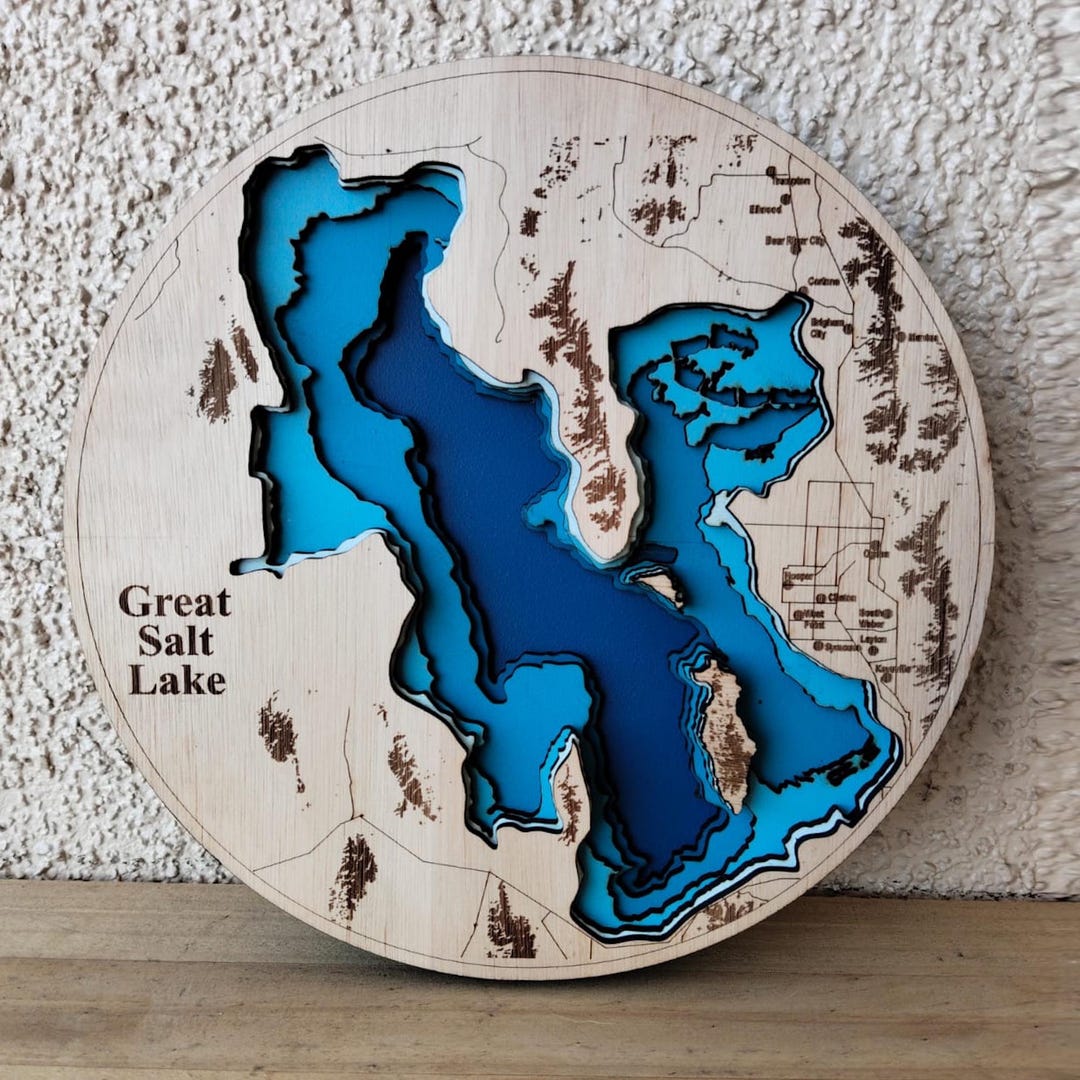 Digital 3D Map of the Great Salt Lake,6 Layer Panel, Laser Cut File,3d Wood Great Salt Lake Map ,wall Decor,michigan Digital Map - Etsy