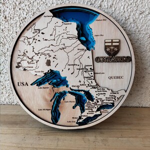 Digitale 3D-Karte der Provinz Ontario, 6-lagiges Panel, lasergeschnittene Datei, 3D-Holzkarte von Ontario, Wanddekoration, digitale Karte von Ontario, 3D-Karte von Ontario