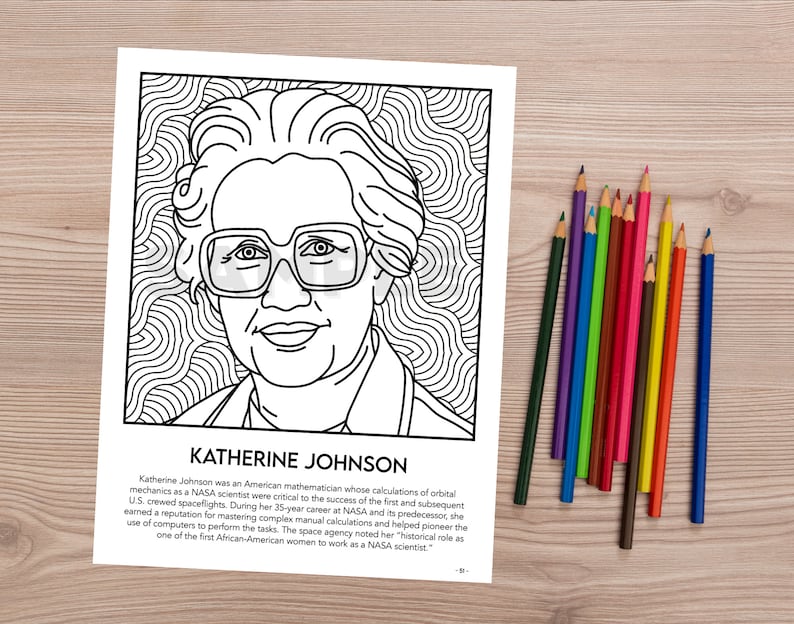 Colouring Page: Katherine Johnson | Etsy