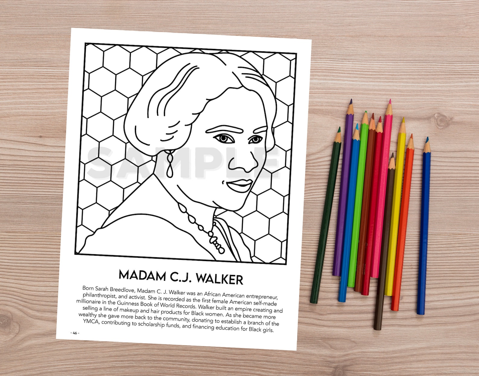 Colouring Page: Madam C.J. Walker | Etsy