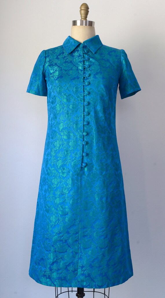 Vintage 1960s || 'Poppies' || Electric Blue Shirt… - image 4