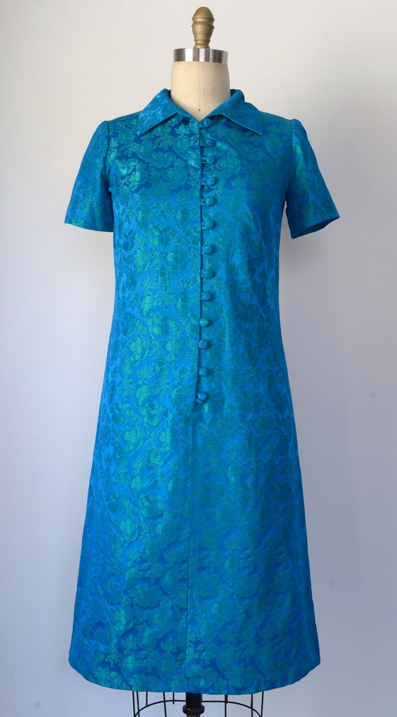 Vintage 1960s || 'Poppies' || Electric Blue Shirt… - image 3